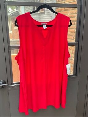 Catherines Bright Red Sleeveless Top with V-Notch